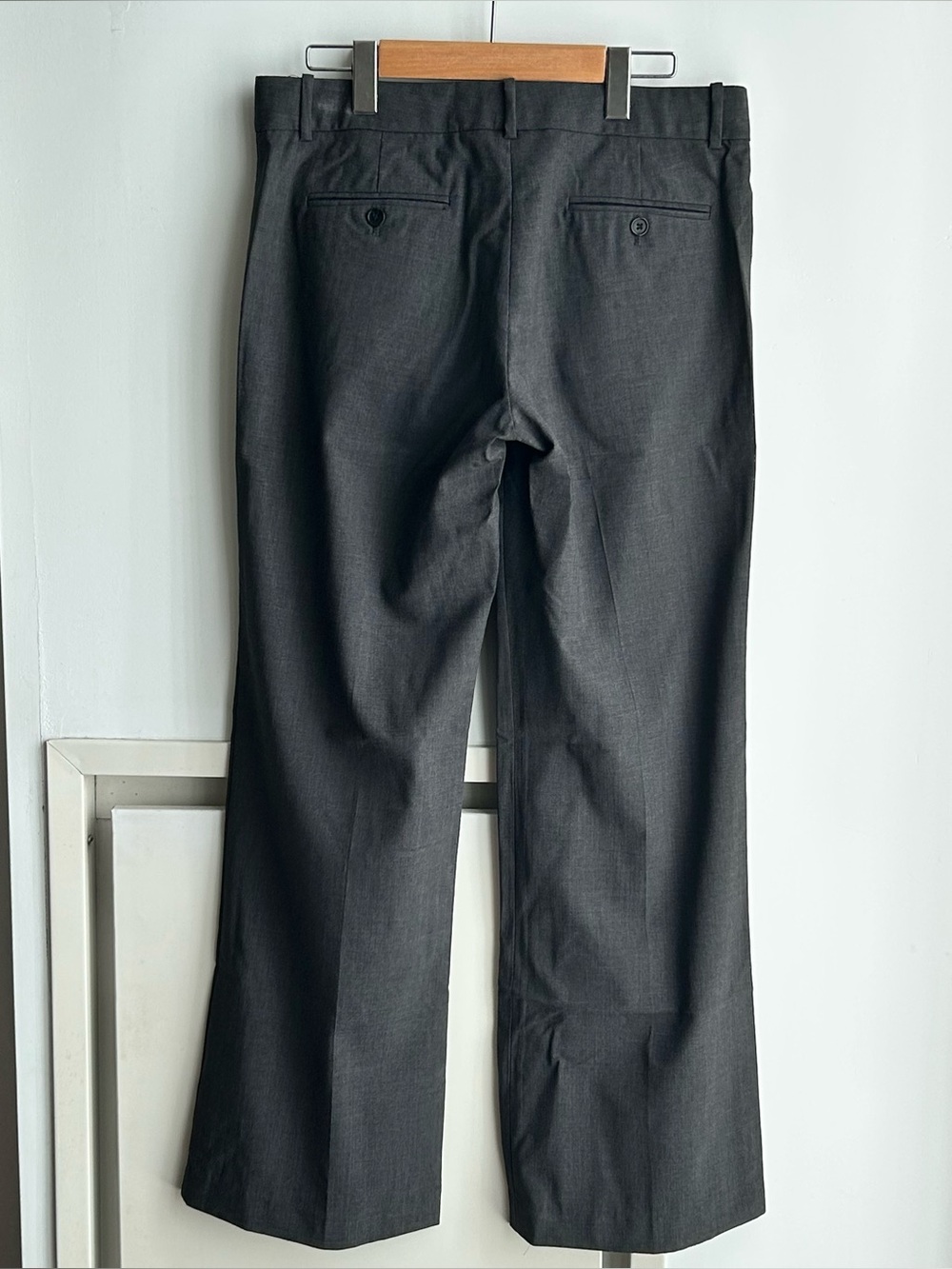 Theory Wool Flat-front Charcoal Grey Tailored Trousers, Women, Size 8